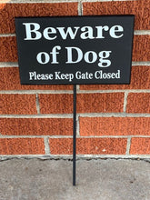 Load image into Gallery viewer, Beware of Dog Please Keep Gate Closed Sign on a Stake for Yard - Heartfelt Giver