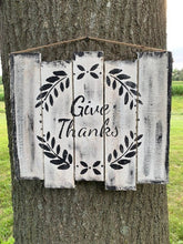 Load image into Gallery viewer, Give Thanks Sign for Fall Rustic Farmhouse Decorations Wood Home Decor - Heartfelt Giver