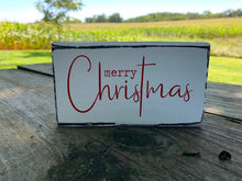 Load image into Gallery viewer, Wood Tier Tray Sign Merry Christmas Wooden Block Vinyl Table Top or Shelf Sitter Display Sign Holiday Home Decorations - Heartfelt Giver