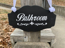 Load image into Gallery viewer, Bathroom Door La Toilette or Powder Room Fleur De Lis Wood Sign - Heartfelt Giver