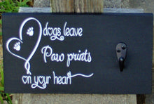 Load image into Gallery viewer, Dog Leash Holder Sign Collar Wall Hanger Dog Leaves Paw Prints Hearts Wood Vinyl Sign Pet Supplies Dog Decor Dog Lover New Dog Mom Gift Art - Heartfelt Giver