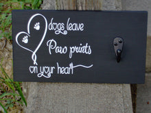 Load image into Gallery viewer, Dog Leash Holder Sign Collar Wall Hanger Dog Leaves Paw Prints Hearts Wood Vinyl Sign Pet Supplies Dog Decor Dog Lover New Dog Mom Gift Art - Heartfelt Giver