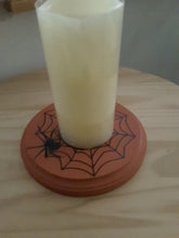 Load image into Gallery viewer, Halloween Spider Web Wooden Candle Mat Vinyl Design Halloween Holiday Table Decor Home Decor Holder Orange Black Day Of Dead Party Supplies - Heartfelt Giver