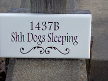 Load image into Gallery viewer, House Number Plaque Shh Dogs Sleeping Wood Vinyl Sign Custom Dog Sign Address Apartment Number Dog Lover Gift Dog Decor Pet Signs For Home - Heartfelt Giver