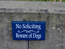 Load image into Gallery viewer, No Soliciting Beware of Dogs Wood Vinyl Stake Sign Navy Blue Outdoor Sign Pet Supplies Dog Signs Dog Lover Gift Custom Signs For Home Yard - Heartfelt Giver