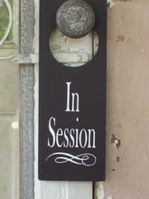 Load image into Gallery viewer, In Session Door Knob Hanger Wood Vinyl Sign Supplies for Office Businesses Decor - Heartfelt Giver