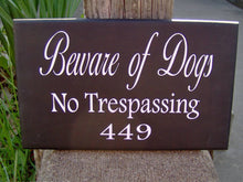 Load image into Gallery viewer, Beware Of Dogs No Trespassing House Number Vinyl Wood Sign Address Sign Porch Sign Yard Outdoor  Garden Sign Private Residence Property Door - Heartfelt Giver