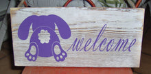 Load image into Gallery viewer, Welcome Bunny Butt Wood Vinyl Spring Sign Decor - Heartfelt Giver