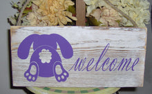 Load image into Gallery viewer, Welcome Bunny Butt Wood Vinyl Spring Sign Decor - Heartfelt Giver