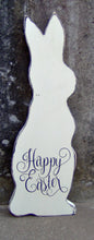 Load image into Gallery viewer, Bunny Rabbit Happy Easter Distressed Rustic Farmhouse Wood Vinyl Sign Spring Wall Hanging Door Wooden Cutout Outdoor Front Door Decor Plaque - Heartfelt Giver