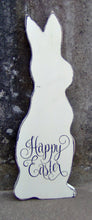 Load image into Gallery viewer, Bunny Rabbit Happy Easter Distressed Rustic Farmhouse Wood Vinyl Sign Spring Wall Hanging Door Wooden Cutout Outdoor Front Door Decor Plaque - Heartfelt Giver