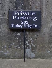 Load image into Gallery viewer, Private Parking Address Sign Wood Vinyl Stake Sign House Number Reserved Driveway Signs Yard Sign Outdoor Sign Parking Sign Wood Sign Art - Heartfelt Giver