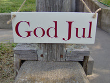 Load image into Gallery viewer, God Jul Swedish Merry Christmas Sign Wood Vinyl Sign Family Holiday Signs For Wreaths Front Porch Door Decor Farmhouse White Signs Wall Art - Heartfelt Giver