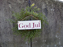 Load image into Gallery viewer, God Jul Swedish Merry Christmas Sign Wood Vinyl Sign Family Holiday Signs For Wreaths Front Porch Door Decor Farmhouse White Signs Wall Art - Heartfelt Giver