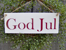 Load image into Gallery viewer, God Jul Swedish Merry Christmas Sign Wood Vinyl Sign Family Holiday Signs For Wreaths Front Porch Door Decor Farmhouse White Signs Wall Art - Heartfelt Giver