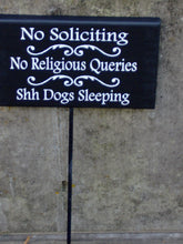 Load image into Gallery viewer, No Soliciting No Religious Queries Shh Dogs Sleeping Wood Vinyl Sign Stake Wooden Yard Sign Pet Supplies Outdoor Garden Sign Porch Sign Dog - Heartfelt Giver