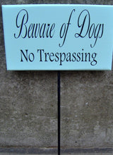 Load image into Gallery viewer, Beware Of Dogs No Trespassing Wood Vinyl Yard Stake Sign No Trespass Front Yard Decor Entry Home Sign Pet Supplies Dog Lover Gifts Warning - Heartfelt Giver