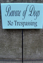 Load image into Gallery viewer, Beware Of Dogs No Trespassing Wood Vinyl Yard Stake Sign No Trespass Front Yard Decor Entry Home Sign Pet Supplies Dog Lover Gifts Warning - Heartfelt Giver