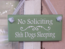 Load image into Gallery viewer, No Soliciting Shh Dog Sleeping Sign Wood Vinyl Sign Do Not Disturb Security Sign Pet Supplies Dog Sign Dog Decor Dog Lover Gift Porch Sign - Heartfelt Giver