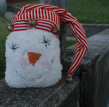 Load image into Gallery viewer, Snowman Primitive Plush With Rusty Bells Rustic Wreath Decor Centerpiece Decor Door Swag Attachment Christmas Crafts Supplies Embellishment - Heartfelt Giver