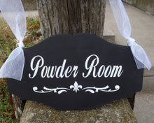 Load image into Gallery viewer, Powder Room decorative scalloped sign for interior bathroom door - Heartfelt Giver