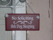 Load image into Gallery viewer, No Soliciting Shh Dog Sleeping Wood Vinyl Sign Country Primitive Farm Rustic Red Pet Supplies Door Hanger Wall Sign Door Sign Wall Decor - Heartfelt Giver