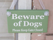 Load image into Gallery viewer, Beware of Dogs Please Keep Gate Closed Wood Vinyl Signs Gate Pet Supplies Dog Owner Gift Exterior Outdoor Signs Everyday Custom Yard Signs - Heartfelt Giver