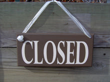 Load image into Gallery viewer, Open Sign Closed Wood Vinyl Sign Two Sided Whimsical Country Brown  Door Hanger Wall Hanging Business Sign Office Supplies Grand Opening - Heartfelt Giver