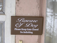 Load image into Gallery viewer, Beware Of Dog Yard Sign Please Keep Gate Closed No Soliciting Wood Vinyl Sign Brown Dog Lover Door Sign Dog Decor Dog Signs Gate Sign Entry - Heartfelt Giver