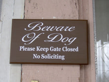 Load image into Gallery viewer, Beware Of Dog Yard Sign Please Keep Gate Closed No Soliciting Wood Vinyl Sign Brown Dog Lover Door Sign Dog Decor Dog Signs Gate Sign Entry - Heartfelt Giver