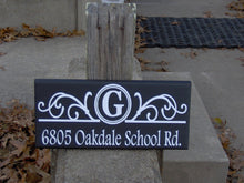 Load image into Gallery viewer, House Number Street Name Address Personal Custom Monogram Initial Wood Vinyl Sign Home Decor Name Plate Gift Wall Hanging Porch Sign Entry - Heartfelt Giver