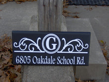 Load image into Gallery viewer, House Number Street Name Address Personal Custom Monogram Initial Wood Vinyl Sign Home Decor Name Plate Gift Wall Hanging Porch Sign Entry - Heartfelt Giver
