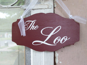 The Loo Wood Vinyl Sign Bathroom Door Hanger Restroom Powder Room - Heartfelt Giver