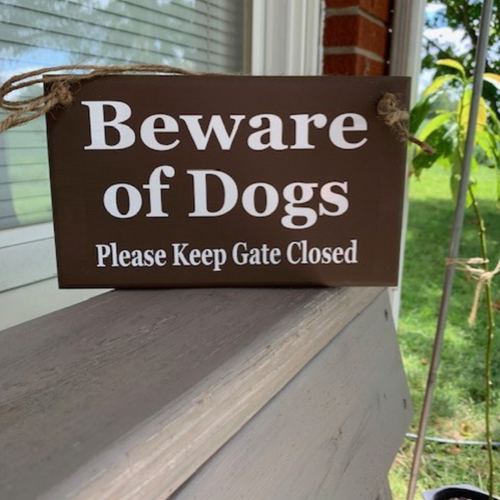 Beware of Dogs, Please Keep Door Closed Wood Sign - Heartfelt Giver