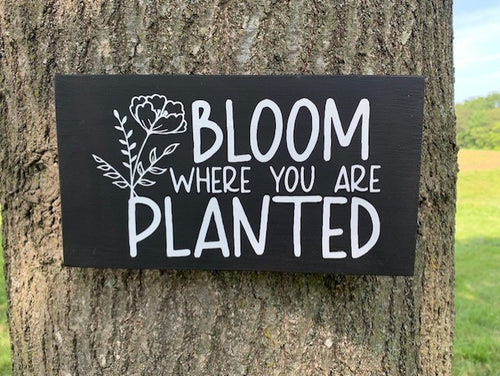 Bloom Where You Are Planted Sign Gardener Gift Decorative wooden sign for indoor or outdoor garden, for yourself or as a gift. 