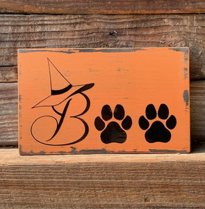 Halloween Boo Sign Pet Themed Fall Decorations with Paw Prints by Heartfelt Giver - Heartfelt Giver
