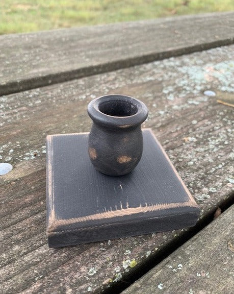 Primitive candle holder for taper candles.  Decorative item as a table home decor accent.  You can even ad your own candle ring for an added decorative touch. 