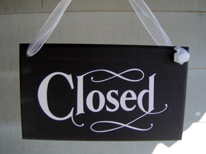 Front Door Open Closed Wood Sign Reversible Business Sign - Heartfelt Giver