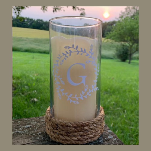 Candle Vase Glass Monogrammed Gift Ideas - Heartfelt Giver