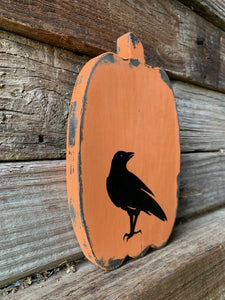Fall Pumpkin with Black Crow Halloween Rustic Decorations For The Home - Heartfelt Giver