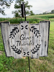 Give Thanks Sign for Fall Rustic Farmhouse Decorations Wood Home Decor - Heartfelt Giver