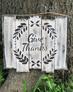 Give Thanks Sign for Fall Rustic Farmhouse Decorations Wood Home Decor - Heartfelt Giver