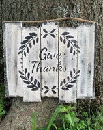 Give Thanks Sign for Fall Rustic Farmhouse Decorations Wood Home Decor - Heartfelt Giver