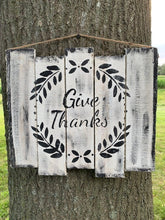 Load image into Gallery viewer, Give Thanks Sign for Fall Rustic Farmhouse Decorations Wood Home Decor - Heartfelt Giver