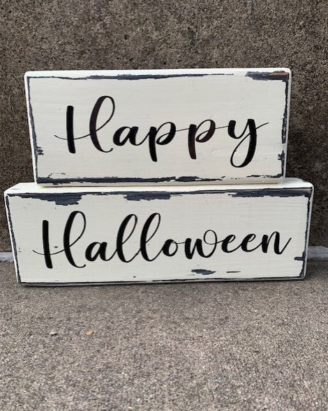 Happy Halloween Stacked Sign Decor Rustic Tabletop Fall Decoration - Heartfelt Giver