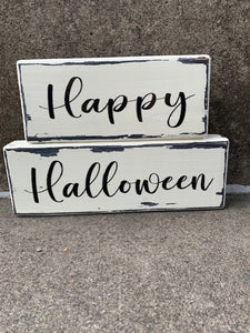 Happy Halloween Stacked Sign Decor Rustic Tabletop Fall Decoration - Heartfelt Giver