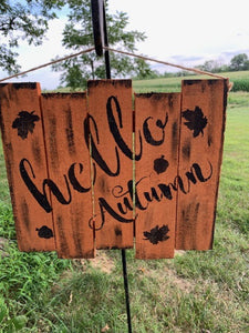 Hello Autumn Wooden Sign Rustic Farmhouse Home Decor - Heartfelt Giver