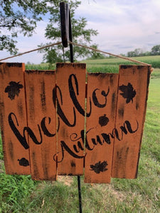 Hello Autumn Wooden Sign Rustic Farmhouse Home Decor - Heartfelt Giver