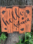 Hello Autumn Wooden Sign Rustic Farmhouse Home Decor - Heartfelt Giver