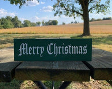 Load image into Gallery viewer, Merry Christmas decorative handcrafted wood sign by Heartfelt Giver.  Ad a touch of the season to any room in your home or office. 
